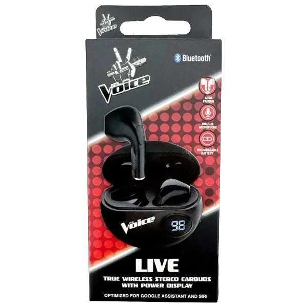 The Voice Expert True Wireless Stereo Earbuds With Power Display Black Bluetooth The Voice